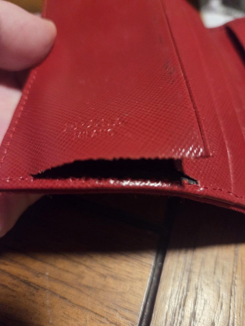 Prada Red Triangular Logo Compact Wallet - Picture 9 of 10